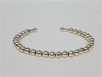 .925 Sterling Silver Beaded Cuff Bracelet