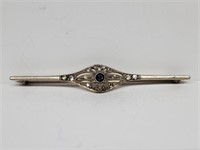 .925 Sterling Silver Sapphire Brooch
