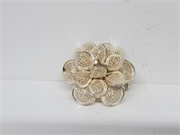 .925 Sterling Silver Flower Brooch