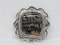 .925 Sterling Silver Natural Stone Brooch