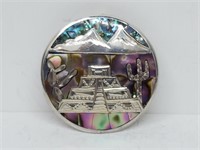 .925 Sterling Silver Abalone Brooch/Pendant