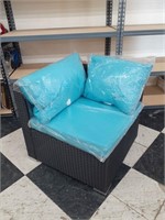Outdoor/Balcony corner chair w Blue cushions