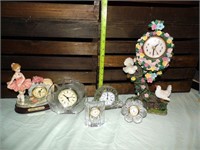 Lot of 6 Decorative Quartz Clocks