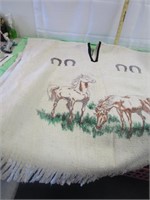 Large Wool Poncho with Horse Theme