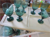 Lots of Beautiful Green Glasses - Some have Gold