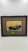 3D metal Mt. Fiji framed oriental print