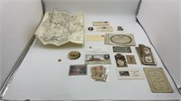 Variety of antique paper items