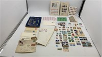 Variety of stamps, envelopes