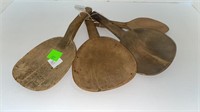(4) Antique Wood butter paddles