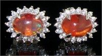 Natural Oval 1.60 ct Fire Opal Stud Earrings