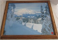 Mt. Rainer Oak Framed Photo