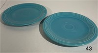 2 Vintage Fiesta 7-1/2" Turquoise Salad Plates