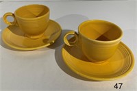 2 Vintage Fiesta Yellow Coffee Cup & Saucers