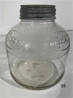 Vintage Crisco Glass Jar,