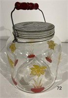 Vintage Round Glass Storage Jar w/Lid