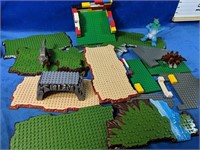 Lego Dinosaurs with Lego grass/water