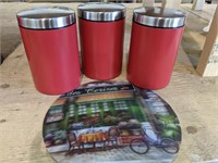 Like new Kitchen Canisters x 3, 4"D x 6.5"