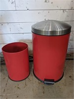 Two like New Garbage Bins, one with foot pedal