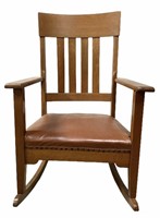 Craftsmen Style Rocker with Leather Seat
