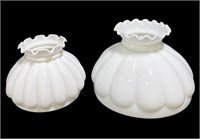 Pair of Vintage White Milk Glass Lamp Shades