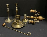 Brass Toned Candle Holder Set