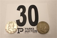 Franklin Half Dollars x 2 (1953D & 1962D)