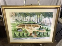 Water Color Monument Scene
