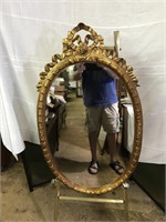 Oval Wooden Gold Leaf Mirror