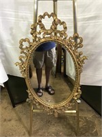 Oval Wooden Gold Leaf Hall Mirror