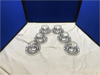 Silver Trim Crystal Parfait Glasses with Saucers