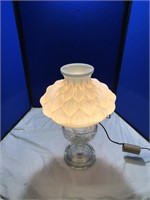 Electrified Kerosene Lamp w/ Milk Glass Chimney