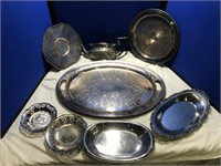 Selection of Silver Plate Trays, Wall Hang & ETC