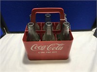 Plastic one pint 6 pack Coca Cola holder w/vintage