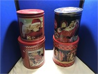 4 Large Coca Cola Christmas Canisters