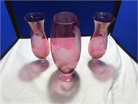 Sterling Cranberry Cut Crystal Vases