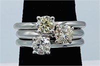 THREE 14k White Gold Diamond Rings 1.44 ctw