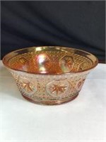 Orange Luminescent Depression Glass Bowl