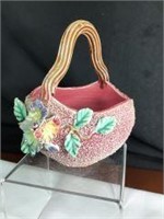 Textured pottery w Delicate Hand Painted Flowers
