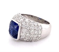 GIA 14k Gold 7.64cts Sapphire & Diamond Ring