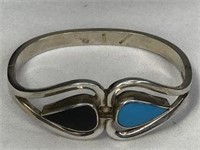 Sterling Mexican Bracelet - Turquoise & Black Onyx