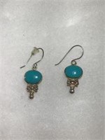Turquoise Earrings Mounted on Silver