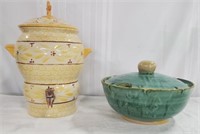 Pottery Water Dispenser And Covered Bowl