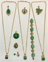 Jade Look Gold Tone Costume Jewelry