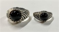 2 Sterling Sarah Coventry Onyx Rings