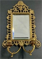 Brass Wall Mirror With 2 Candle Holders
