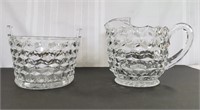 Vintage Glass Pitcher and Matching Ice Bucket