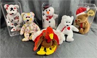 6 Assorted Holiday TY Beanie Babies