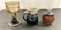 3 Small Glazed Pottery Pieces