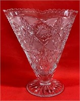 10" Tall Brilliant Cut Glass Fan Vase