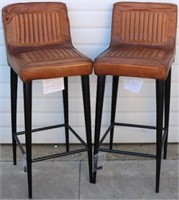 Pair Butler leather seat barstools